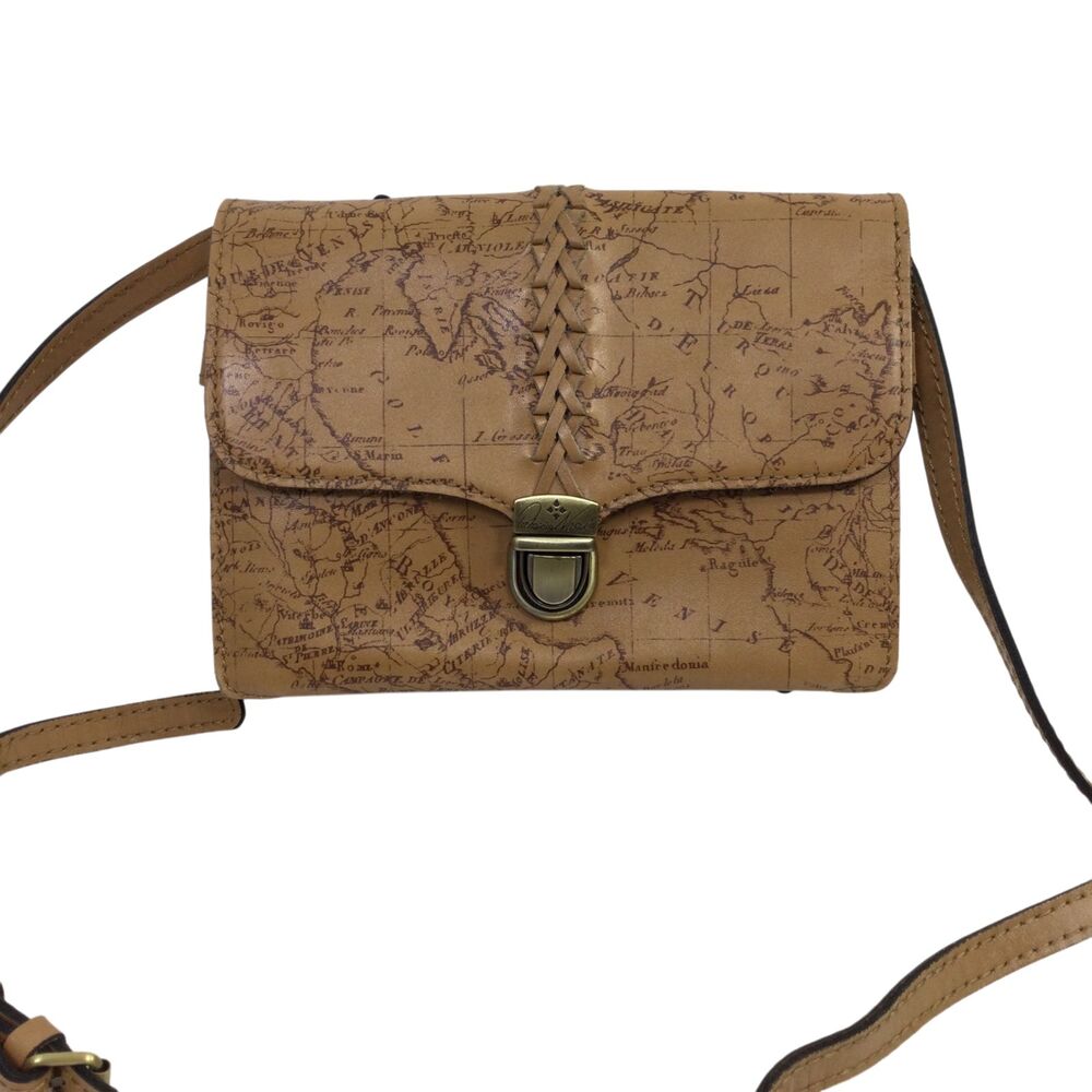 Patricia Nash Bellizzi Leather Crossbody  Organizer Map Tan Brown 70th Anniv